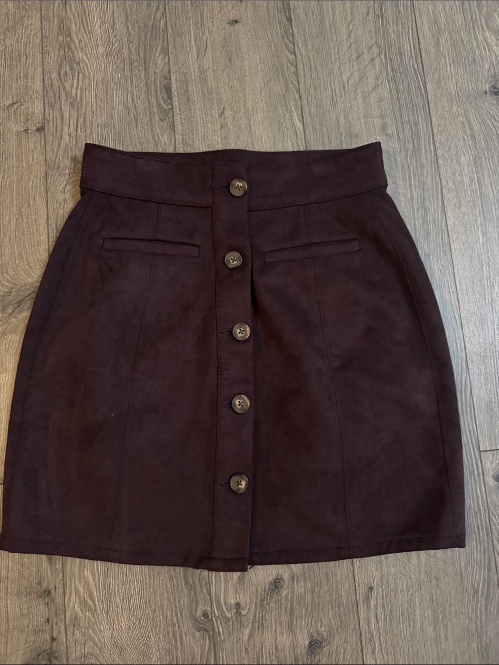 Maurices Button-Front Mini Skirt in Deep Plum